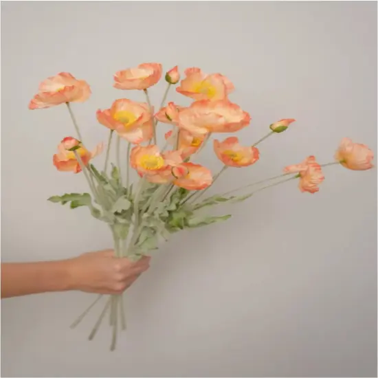 Artificial Poppy Silk Flowers Faux Poppy Flower Stems for Wedding Party Table Centerpiece Arrangement Pink {1}