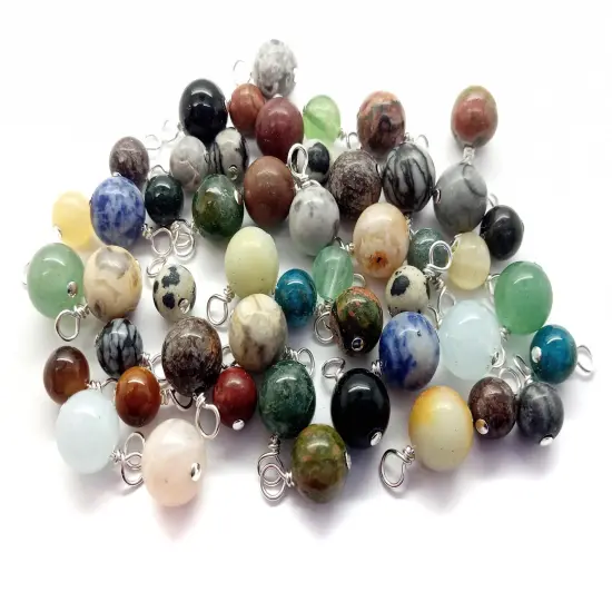Mixed Gemstone Dangles, 20 pc, Variety Pack of Small Bead Charms, Adorabilities {3}