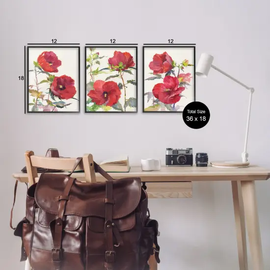 Stupell Industries Traditional Red Poppies 3pc Framed Giclee Wall Art Set Design by Theresa Troise Heidel {3}