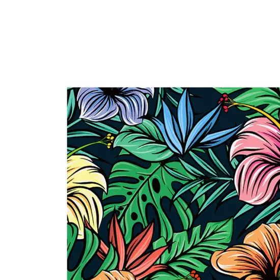 Illustrated Hibiscus & Monstera Nylon Spandex 4-Way Stretch {4}