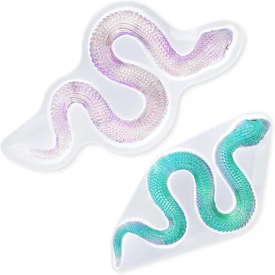 LET'S RESIN 2Pcs Snake Resin Molds, Flexible 3D Snake Silicone Molds(Large & Small), Effortless Demolding Animal Epoxy Molds for DIY Art, Home Decor, Serpent Lovers Gifts {1}