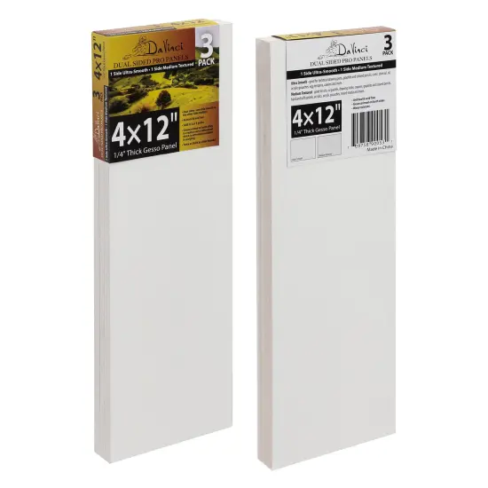 Jerry's Artarama Da Vinci Dual Sided Pro Panel Board - 3-Pack, 4x12" 6mm Deep Panels for Painting - Archival, Acid-Free Art Supplies - Ultra-Smooth & Medium Textured Paint Surfaces {3}