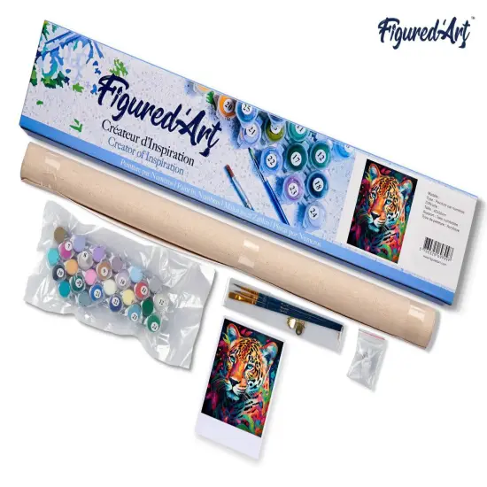 Figured'Art Paint by Numbers for Adults Colorful Abstract Leopard 16"x20" - Craft Art Painting DIY Kit Rolled Canvas Without Frame {5}