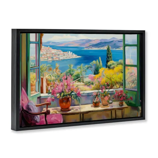 Stupell Industries Seaside Window View Floater Framed Canvas Wall Art Design by LSR Design Studio {3}