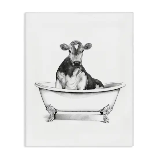 Stupell Industries Antique Tub with Cow Canvas Wall Art Design by Victoria Borges {1}