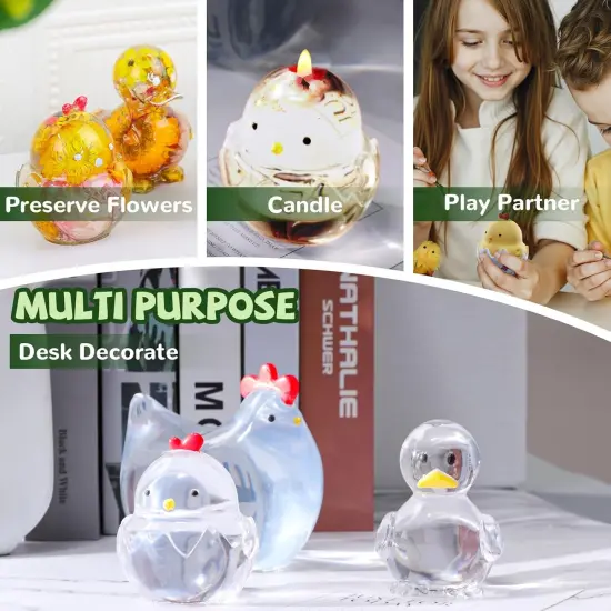 LET&rsquo;S Resin 3pcs Animal Resin Molds, Large 3D Chick & Duck Resin Molds Silicone, Flexible Effortless Demoldable Epoxy Molds for Resin Casting, Soap, Candle, Flowers Preservation {5}