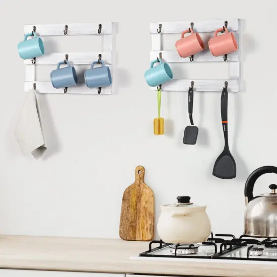 2pcs Three-Tier Wall-Mounted Cup Holder Ornament Organizer White {6}