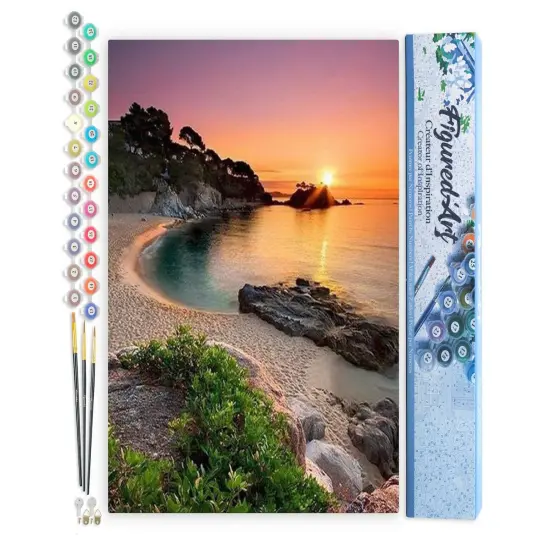 Figured'Art Paint by Numbers Kit for Adults Quiet Beach at Dusk 16"x20" - Craft Art Painting DIY Kit Rolled Canvas without frame {1}