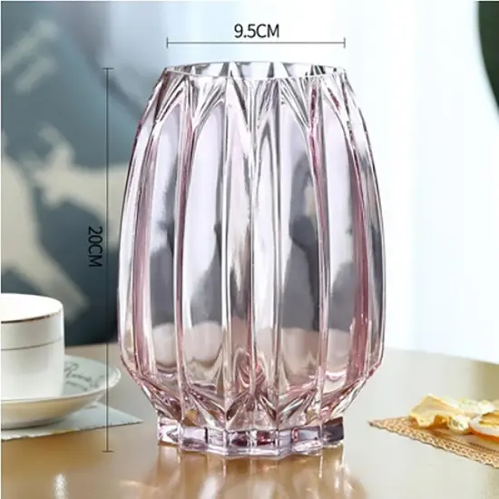 Glass Vase Modern Ribbed Glass Vase for Flowers {2}