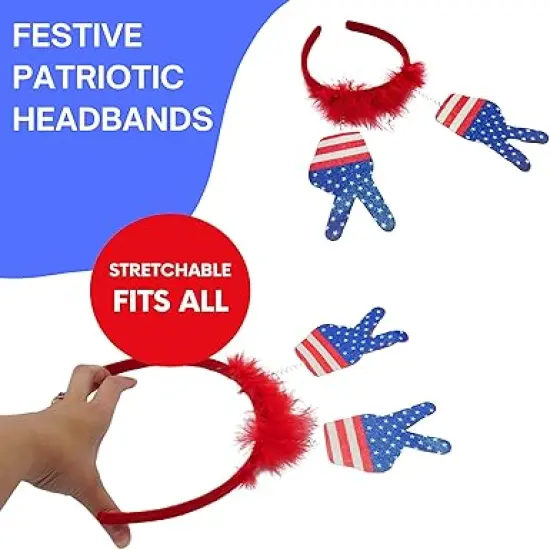 4E's Novelty 10 Pack 4th of July Headband &ndash; Patriotic Accessories for Kids & Adults {4}