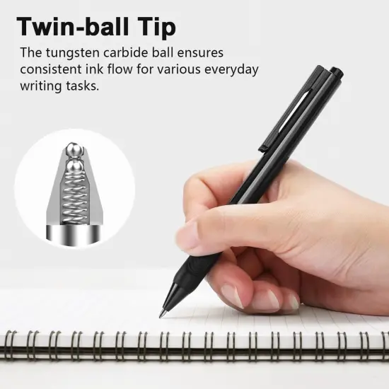 Gel Pens 12 Pack Premium Rollerball Gel Pens Black Ink Medium Point (0.7mm) Click Retractable Ballpoint Gel Pens Bulk Quick Dry Ink Super Soft Grip Smooth Writing for Journaling No Bleed {2}