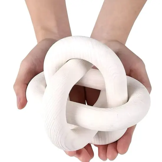 Wood Knot Chain Link Decor white Boho Wooden knots for Home Living Room, Coffee Table, Book Shelf Decoration, Modern Shelf {3}