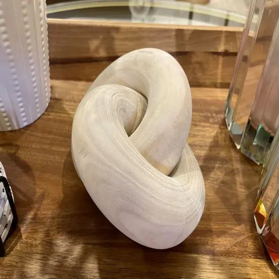 Coffee Table Decor Wood Knot Link Decoration Wooden Chain Link Knots for Book Shelf Living Room Decor White {2}