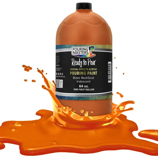 Pouring Masters Blaze Red/Gold Iridescent Special Effects Acrylic Pouring Paint - Premium 64-Ounce Pre-Mixed Fluid Acrylic Paint - Fluid Art Supplies for Canvas, Wood, Paper, Tile & Rocks {1}
