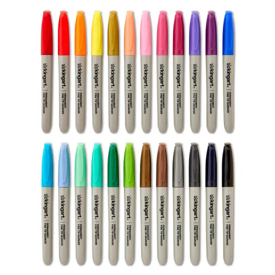 KINGART&reg; Permanent Fine Tip Markers 24 Colors {1}