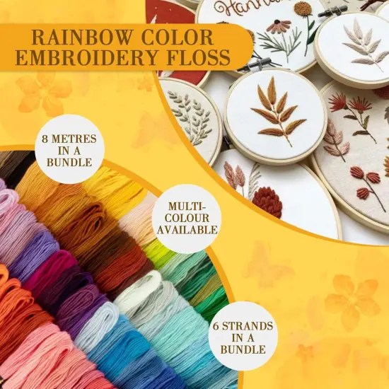 100 Colour Embroidery Thread - Rainbow Embroidery Floss Bulk Hand Embroidery Thread Variegated Embroidery Floss Cross Stitch Thread Crewel Embroidery Floss for DIY Sewing Embroidery Crafts Making {3}