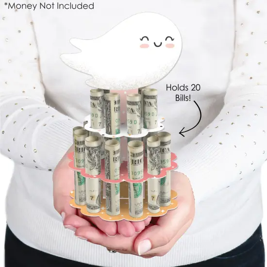 Big Dot of Happiness Pastel Halloween - DIY Pink Pumpkin Party Money Holder Gift - Cash Cake {3}