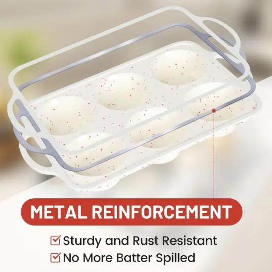 Large Muffin Pan, Metal Reinforced Frame 3.5 Inch Jumbo Silicone Muffin Pan Nonstick 6 Cups for Baking Jumbo Muffin, Frittatas, Jumbo Cupcakes 2 Pack Confetti {5}