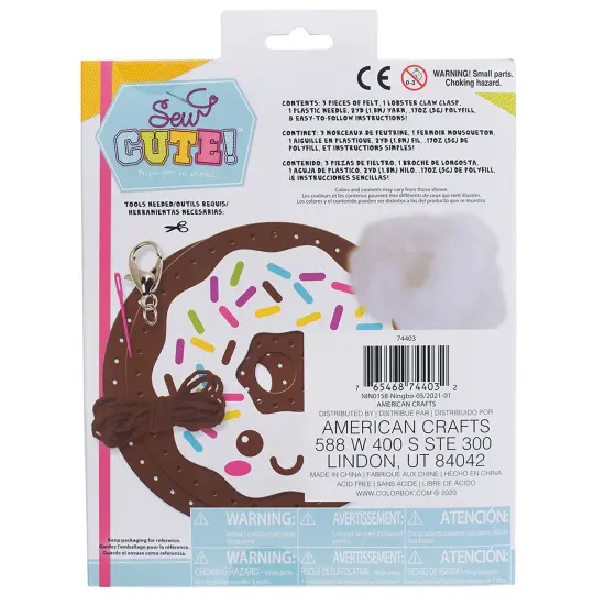 Colorbok Sew Cute! Felt Backpack Clip Kit-Donut {4}