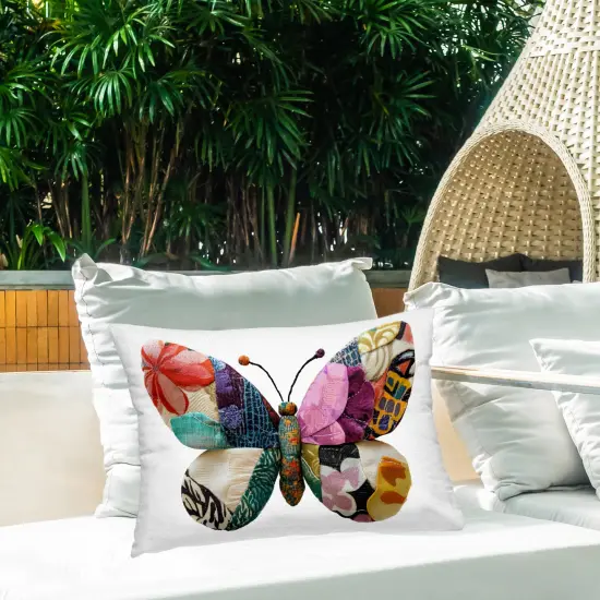 Stupell Industries Quilt Patterned Butterfly Outdoor Pillow, 14 x 7 x 20 {2}