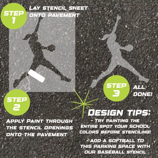 Softball Pitcher Parking Space Stencil | High School Senior Parking Spot Stencil | Reusable Stencil | Stencil Ease | {2}