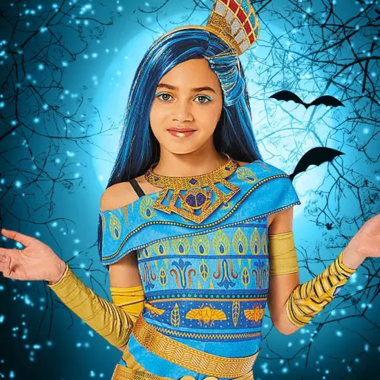 Kids Monster High Cleo De Nile Costume Egyptian Blue Jumpsuit {5}