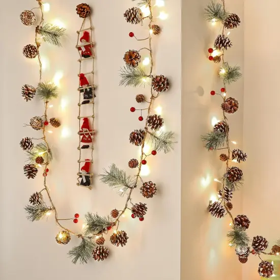 2 Pack 6ft Christmas Garland with Lights,Artificial pre lit Garland {3}