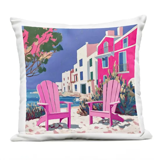 Stupell Industries Beach Chair Meetup in Pink Outdoor Printed Pillow design by Annabelle Hall, 18 x 7 x 18 {1}