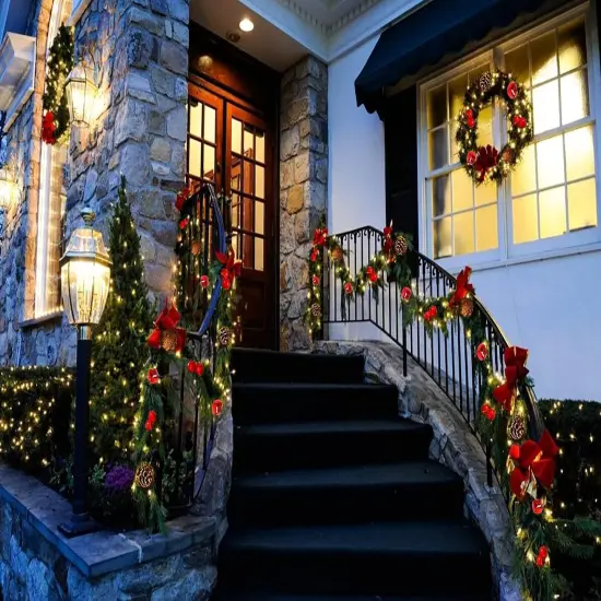 2PCS 7FT 20LED Pine Cone Red Berry Bell Battery Operated Christma String Light {4}