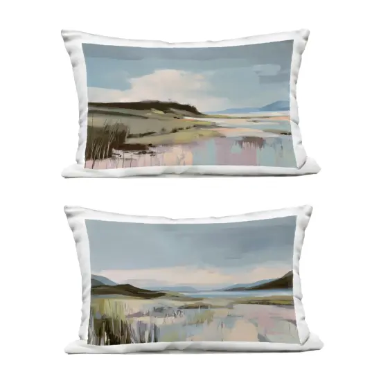 Stupell Industries Verdant Coastal Waters 2 Piece Outdoor Printed Pillow Set design by Elara Yasna, 14 x 7 x 20 {1}