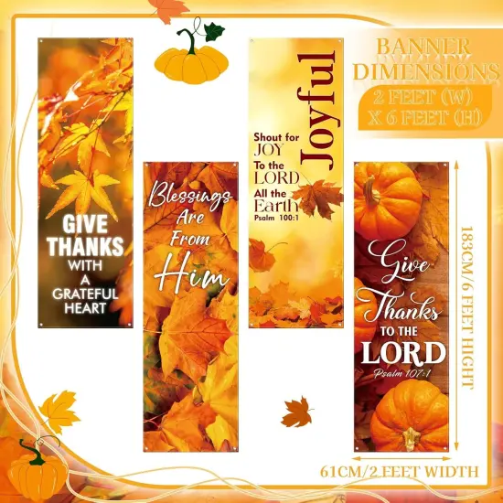 4 Pcs Church Banners for Sanctuary Wall Fall Harvest Banners-2 x 6 Feet (Classic Style) {2}