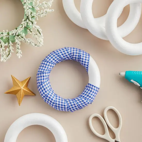 6 Inch Foam Wreath Forms for Crafts, White Circles for Christmas Decorations, DIY Supplies (8 Pack) {2}