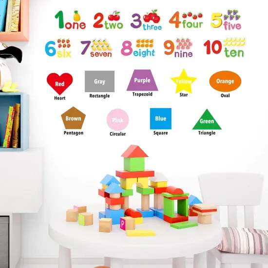 Alphabet Numbers Wall Decals - 12 Sheets Color {2}