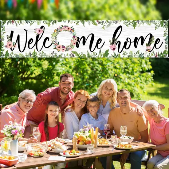 Large Welcome Home Banner 71 x 15.7 Inches Spring Summer Fall Flower {4}