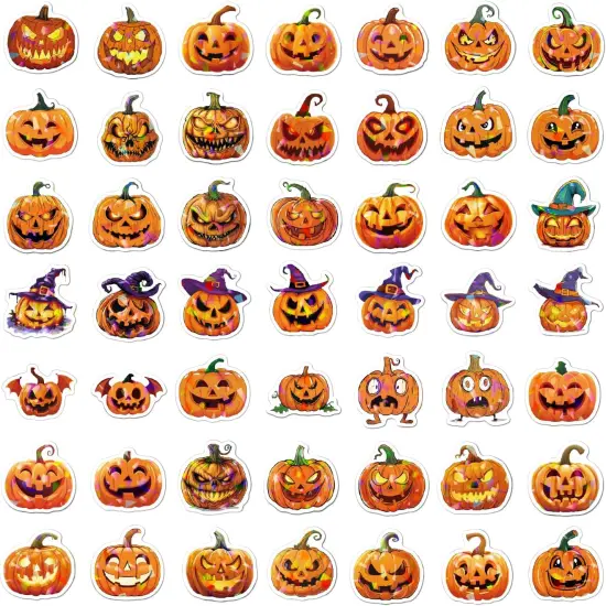 50 Pcs Pumpkin Stickers Halloween Stickers {2}
