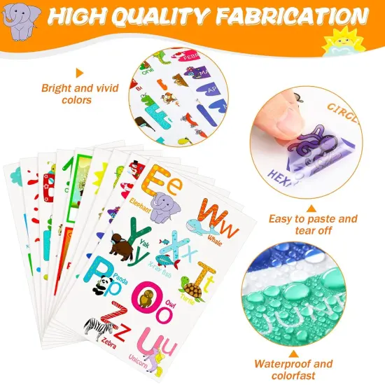 9 Sheets Alphabet Wall Decals Educational Number Wall Stickers {3}