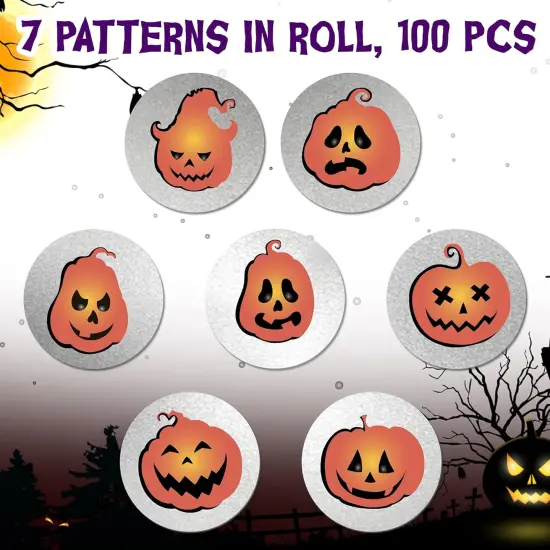 Halloween Round Pumpkin Stickers in 7 Designs {2}