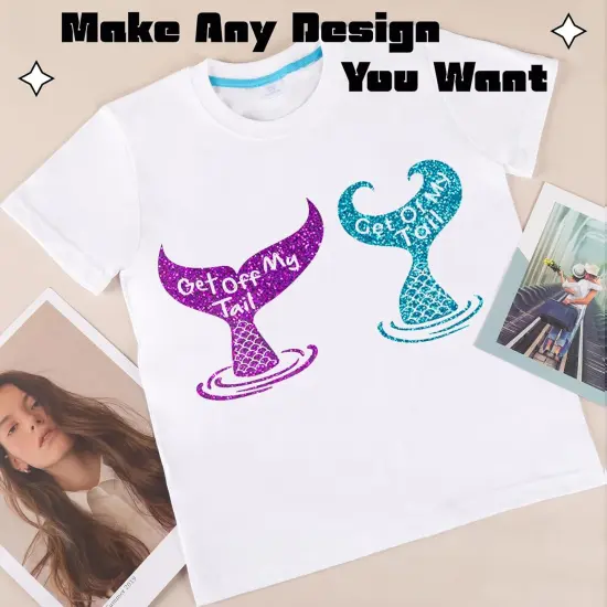 Glitter Heat Transfer Vinyl Bundle - 15 Pack 12" x 10" HTV Sheets Glitter HTV Vinyl for T-Shirts {5}