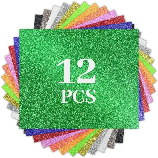 Glitter HTV Heat Transfer Vinyl Bundle - 12 Pack 12 "X10 Glitter Iron {1}