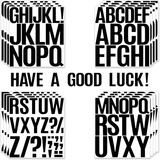 16 Sheets Black Letter Stickers Large 3+4 Inch {1}