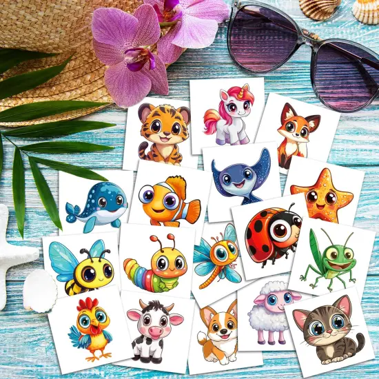 102 Styles Mixed Cute Animals Stickers - Temporary Tattoo Stickers for Kids {2}