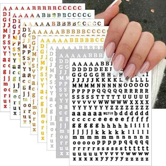 8 Sheets Alphabet Nail Stickers 3D {1}