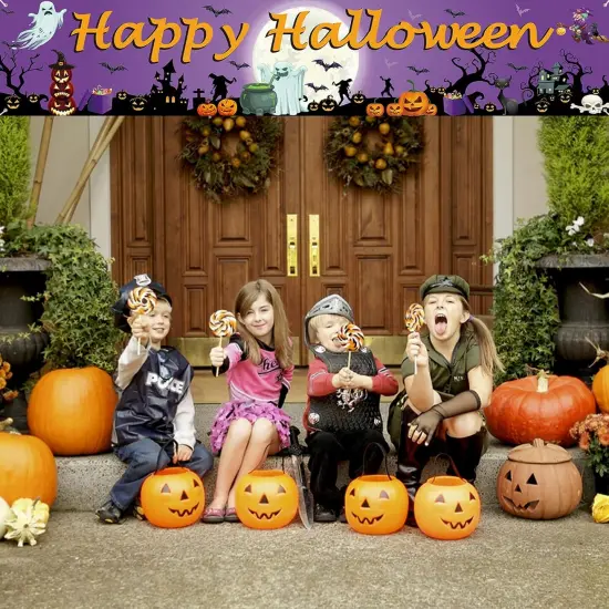 Happy Halloween Banner - 210 x 40 cm (Purple) {4}