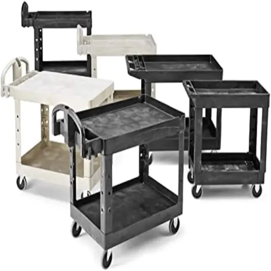 Products 2-Shelf Utility/Service Cart, Medium, Black 500 lbs. Capacity, for Warehouse {5}