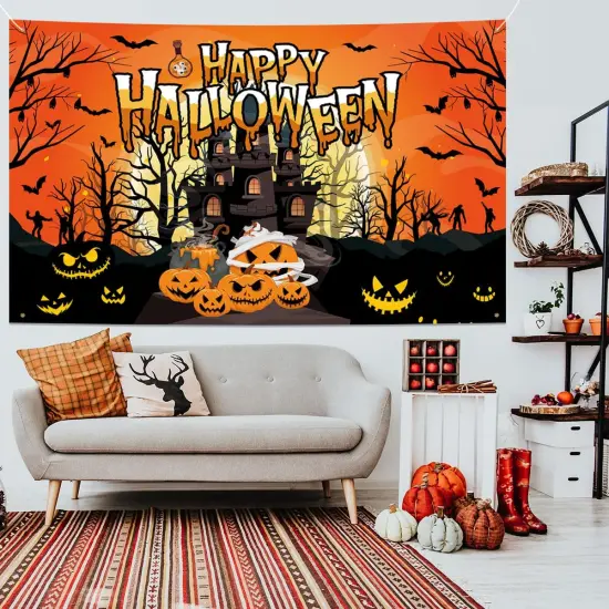 Halloween Backdrop Banner - 72x44 (Orange) {4}