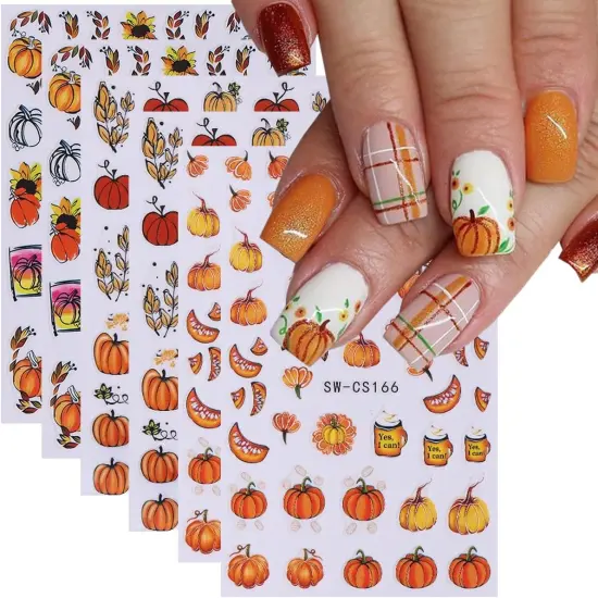 6Sheets Fall Pumpkin Nail Stickers {1}