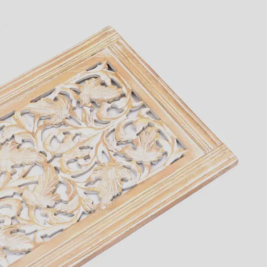 Wooden Floral Hand Carved Mandala Wall Decor Accent - 20" x 63" {5}