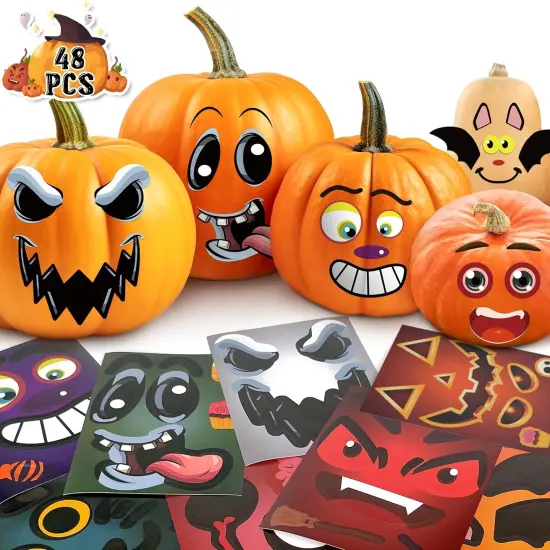 Halloween Pumpkin Face Stickers {1}