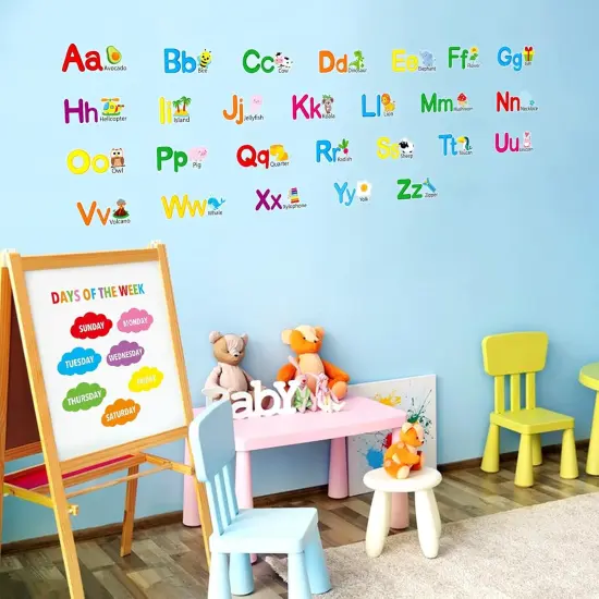 Alphabet Numbers Wall Decals - 12 Sheets Color {5}