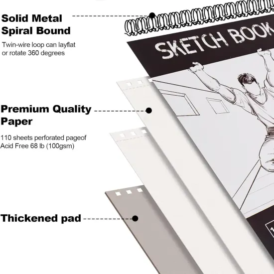 9x12 Inch Spiral Bound Sketchbook - 110 Page {2}